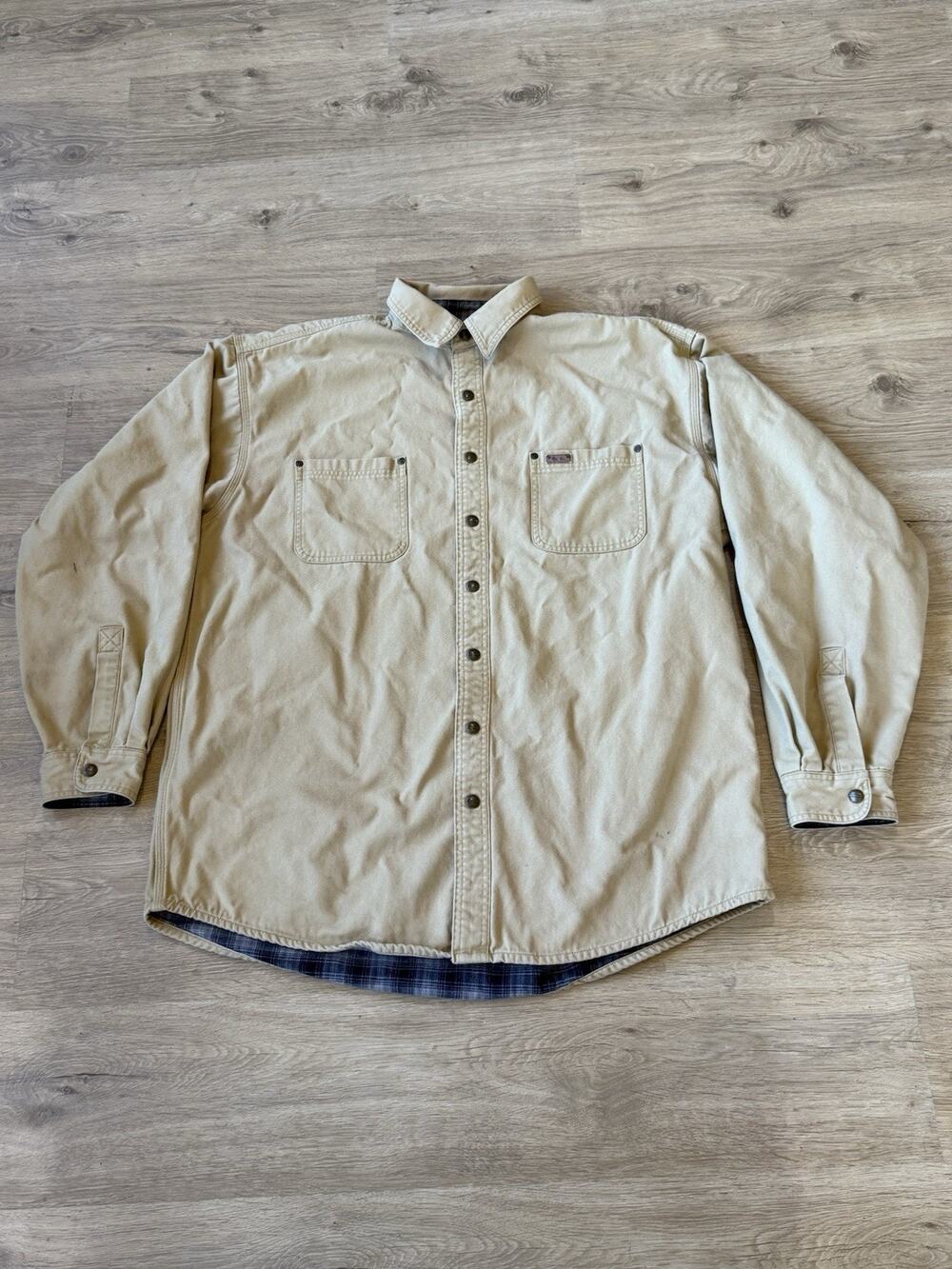 Vintage Carhartt flannel-lined canvas shirt jacket Men's XL